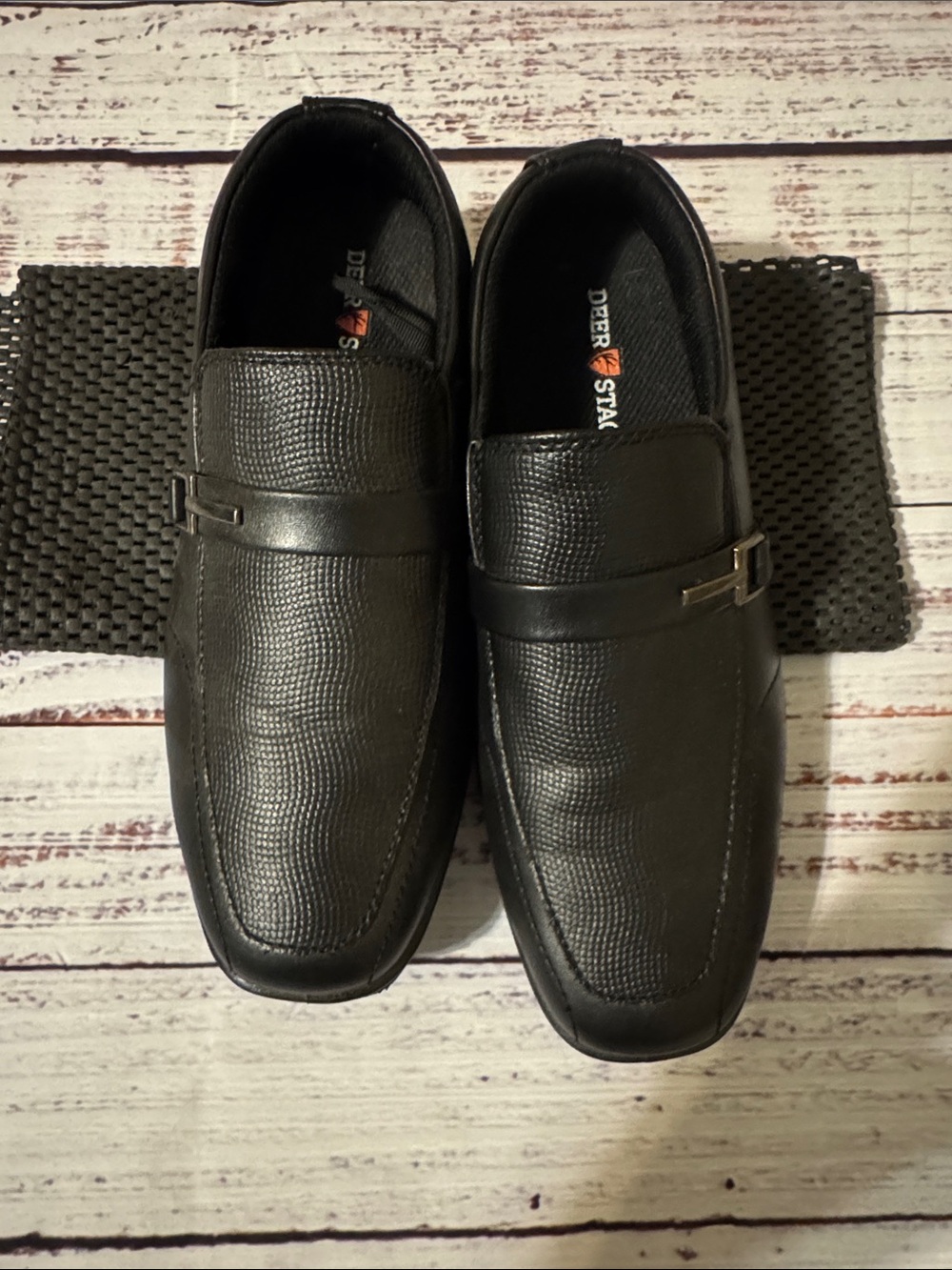 Deer Stags Boys Black Textured Slip-On Loafers
